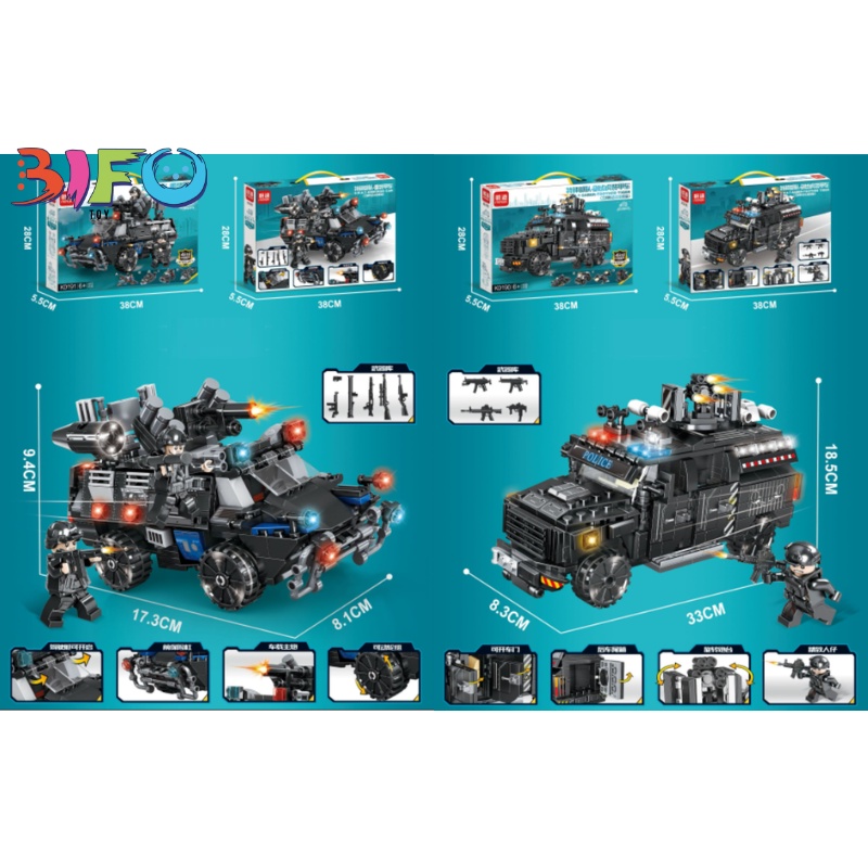 Bộ đồ chơi lắp ráp xe Cảnh Sát đội đặc nhiệm SWAT lắp ghép mô hình Robot và Máy Bay