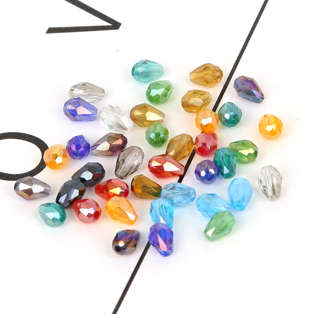 Set 70 Hạt Đá Beadia Hình Giọt Nước 4x6mm Dùng Làm Trang Sức Thủ Công