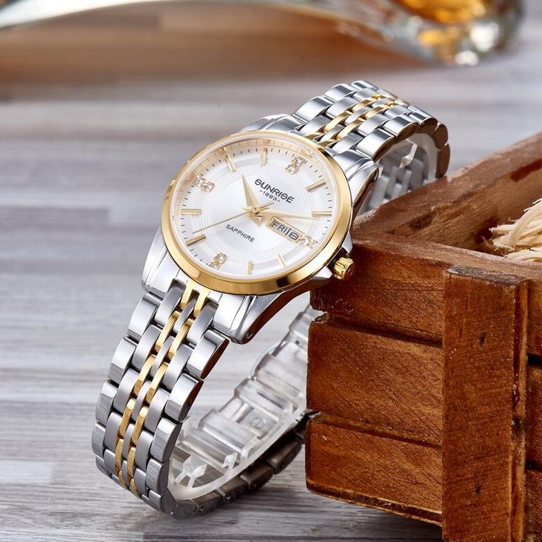 Đồng hồ nam nữ, đồng hồ đôi chính hãng Sunrise 1198SA và 2198SA kính sapphire chống xước, chống nước