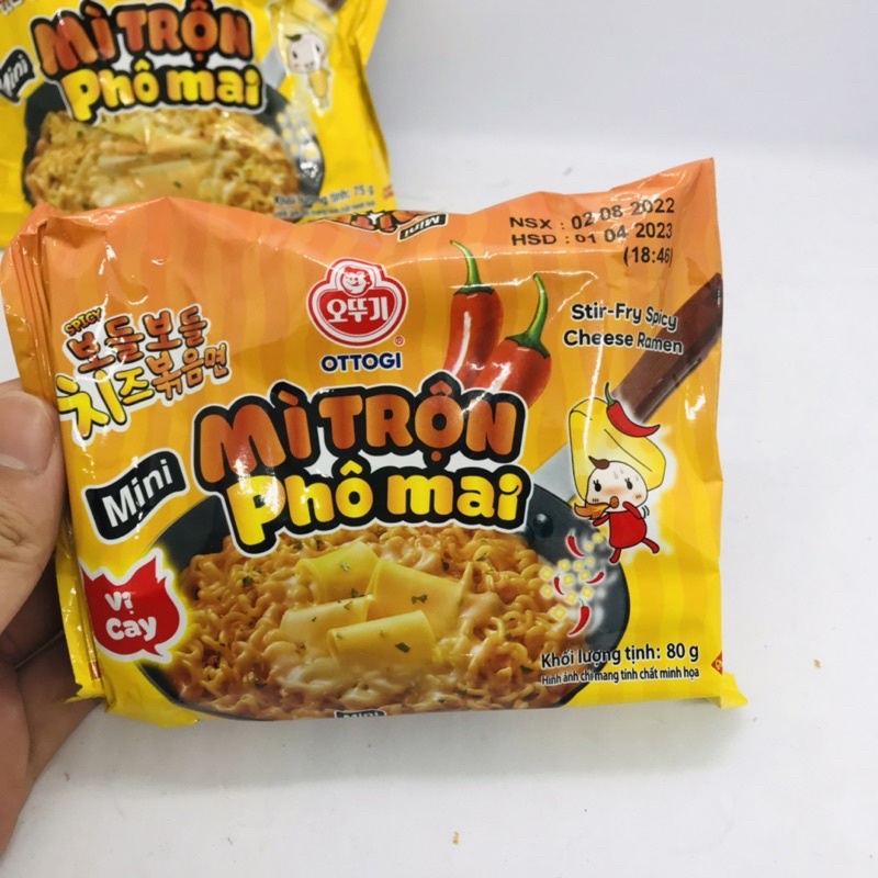 Mì trộn phô mai Ottogi gói mini 75g, 80g