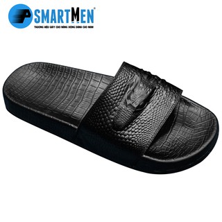 Dép da bò thật smartmen dsm-02 đen