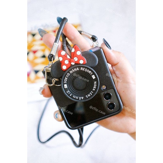 [HÀNGSẴN] Ốp Samsung Z Flip 3 / Z Flip 4 hình Minnie giả camera, có dây đeo chéo / Z Flip3 / ZFlip3 / Z Flip4/ ZFlip4