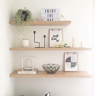 Kệ Thanh Ngang Treo Tường Kết Cấu Giấu Chân Decor Kèm Phụ Kiện