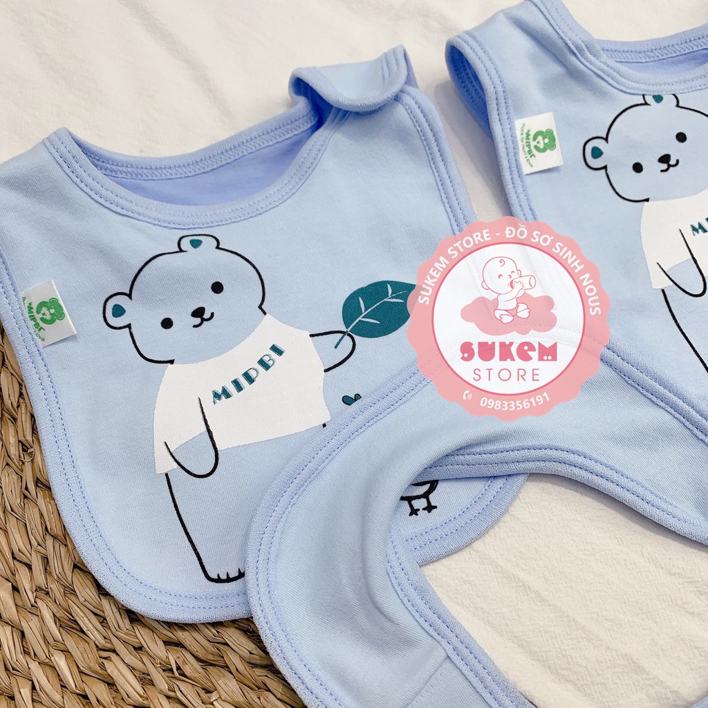 Set 3 Yếm Vuông MIPBI Cotton 100% Cho Bé Sơ Sinh Đến 2 Tuổi