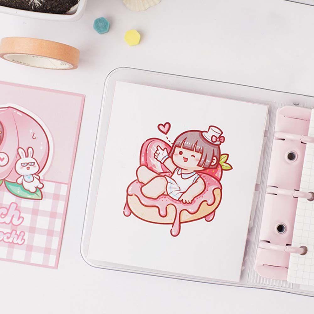 Mmluck Sổ Tay Nhật Ký Mini Bỏ Túi 3 Vòng Rời Hình Cô Gái Hoạt Hình Kawaii