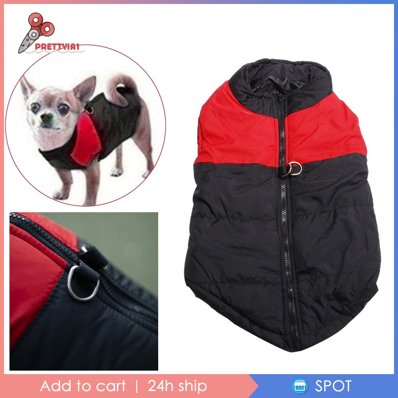 [Prettyia1] Áo Khoác Đệm Không Tay Có Khóa Kéo Ấm Áp Chống Thấm Nước Cho Chó Chihuahua