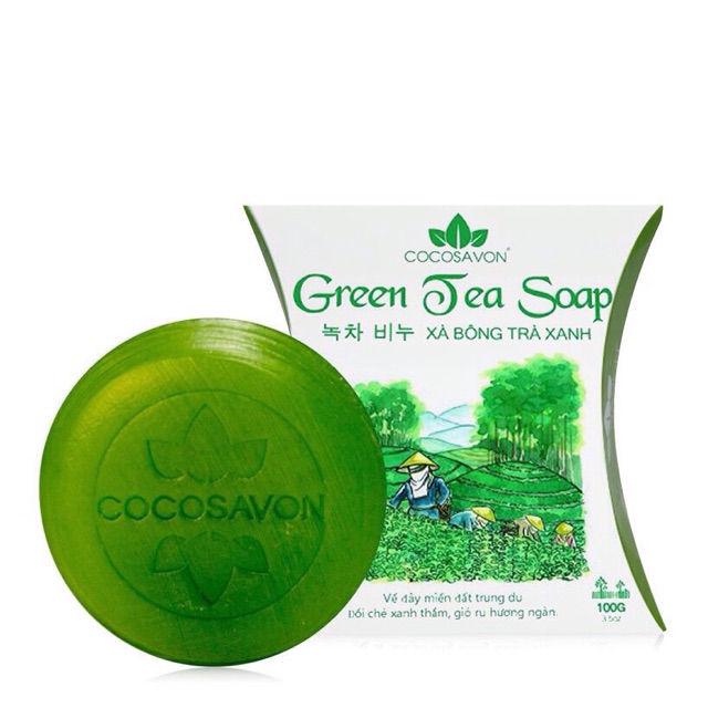[2024] 100gr XÀ BÔNG TRÀ XANH COCOSAVON trắng da ngừa mụn, chống lão hoá da