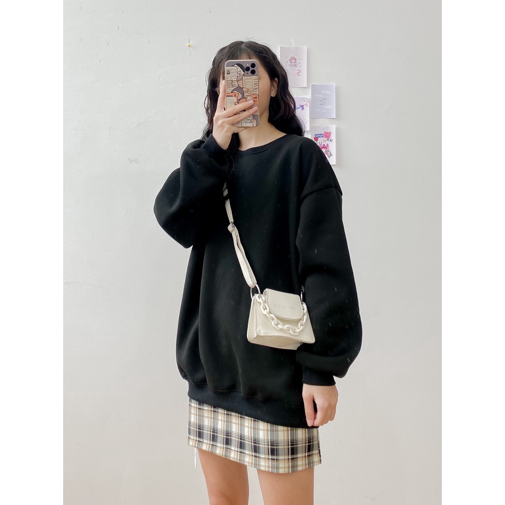 [HÀNG CÓ SẴN] Áo nỉ oversize May Boutique áo nỉ dài tay trơn màu Đen ABS21H_110.001_BL_F | BigBuy360 - bigbuy360.vn