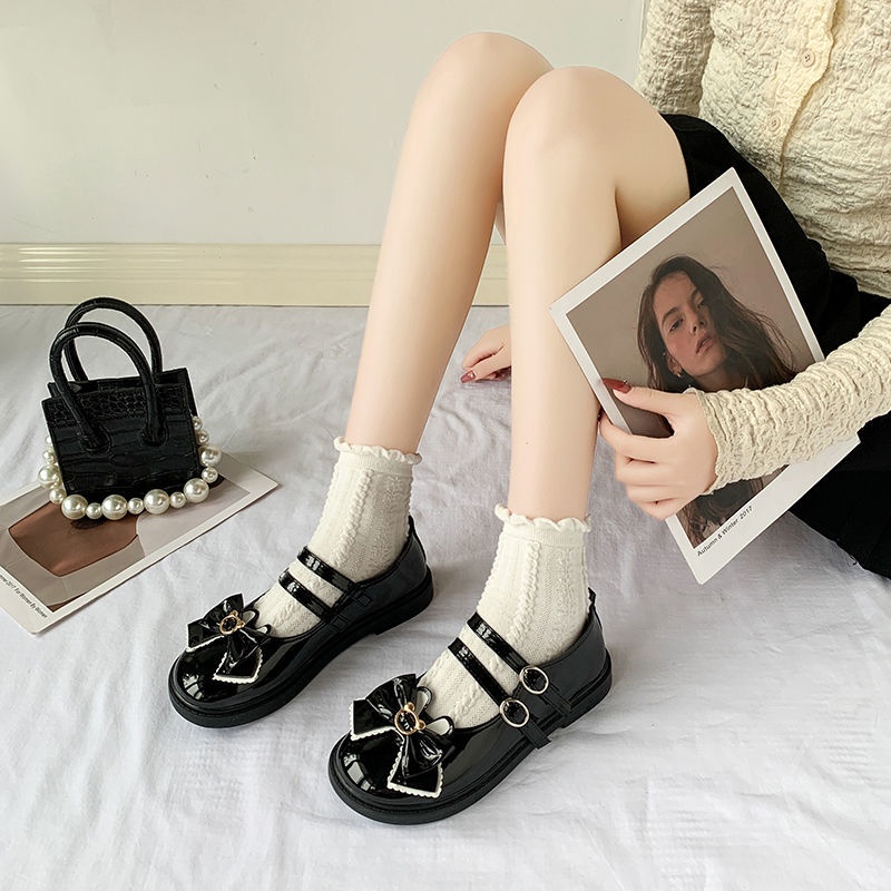 Giày Búp Bê Da Đế Bằng Phong Cách Lolita Nhật Bản 2022 Thời Trang Cho Nữ