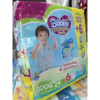 Bỉm/tả quần Bobby M42/L38/XL34/XX30/3X24 tặng 6 miếng