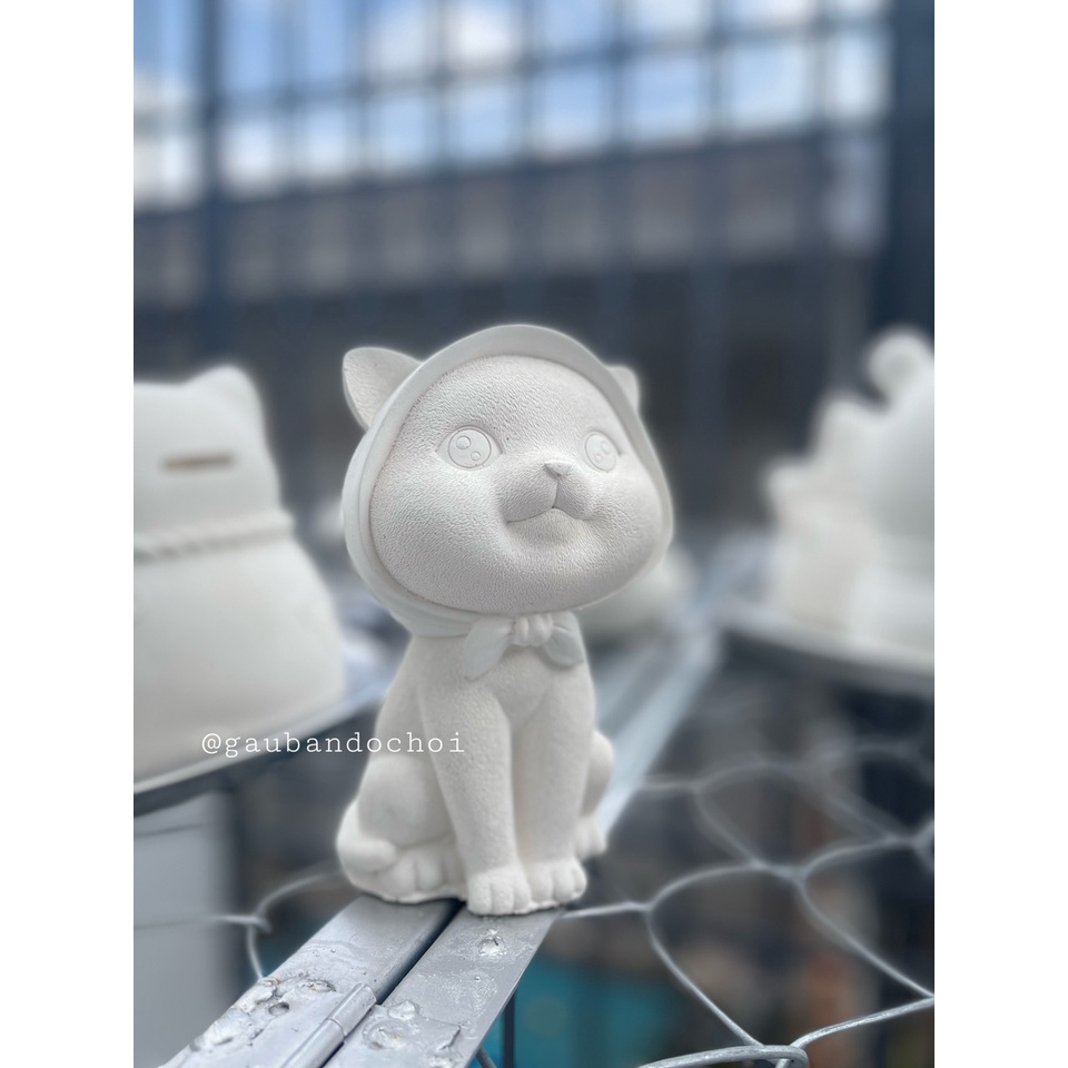 Tô tượng thạch cao mèo khăn size lớn 17cm
