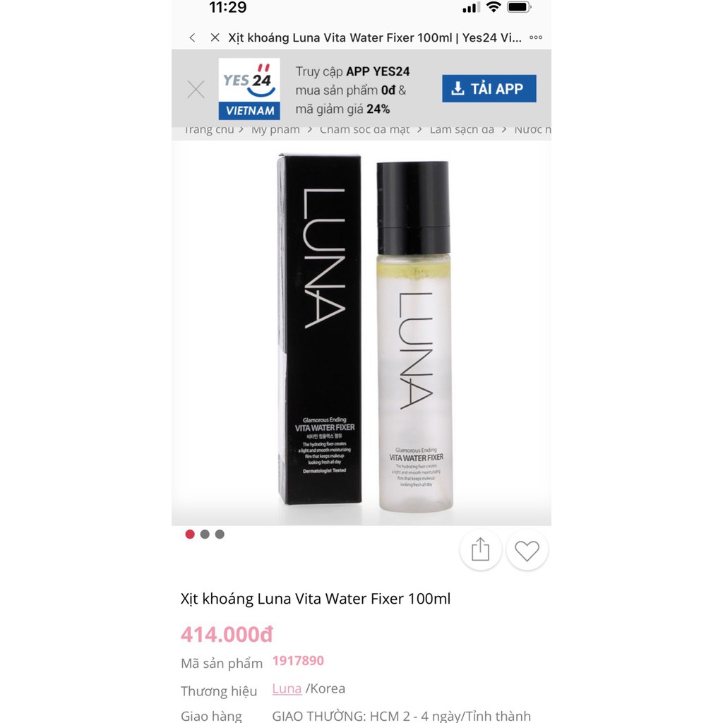 Xịt khoáng vitamin C khoá makeup LUNA VITA WATER FIXER (Hàn quốc) | BigBuy360 - bigbuy360.vn