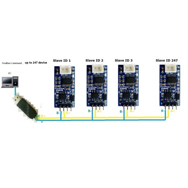 Mạch cảm biến nhiệt độ NTC10K RS485 Modbus RTU kết nối PLC