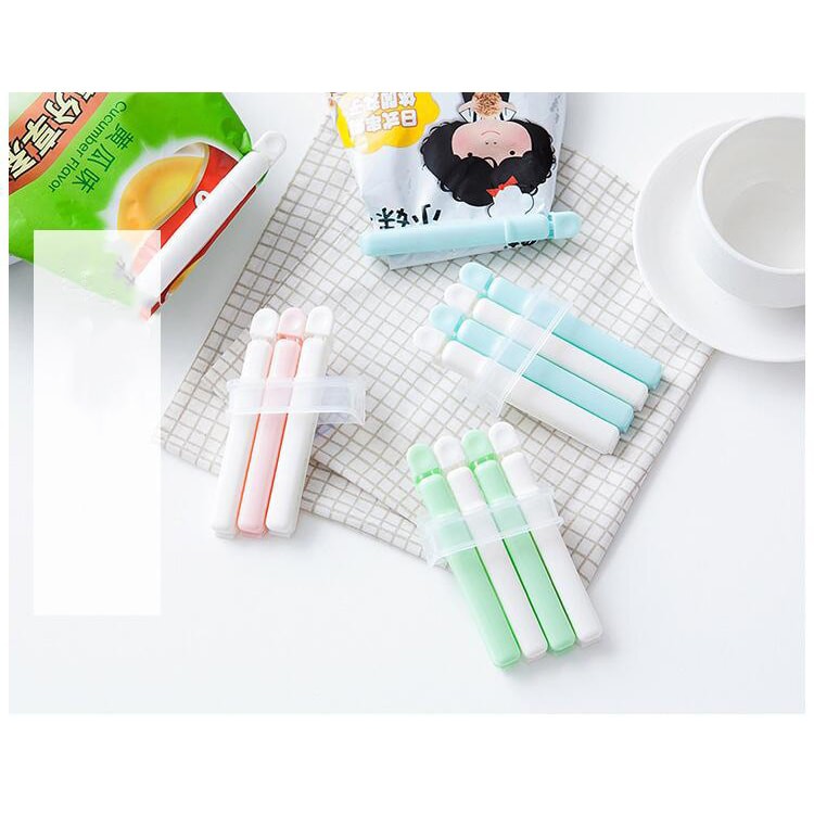 Bộ 4 kẹp nhựa bảo quản túi đựng thực phẩm kẹp niêm phong túi đồ ăn thông minh màu xanh lục