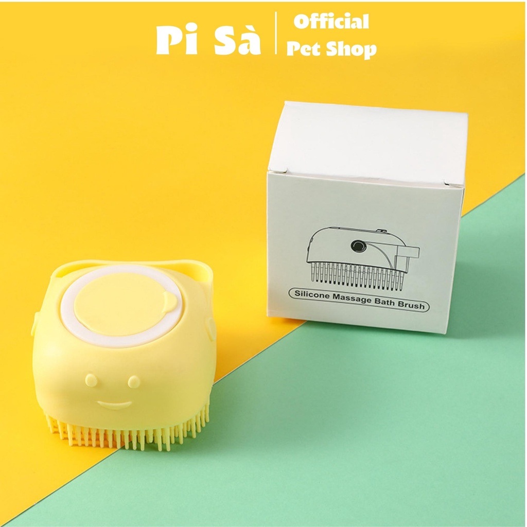 Bàn chải tắm cho chó mèo silicon mềm mại có chỗ đựng sữa | Cọ tắm bông tắm chó mèo mát xa tạo bọt tiện lợi cho thú cưng