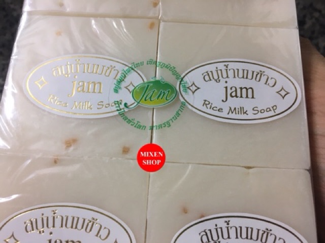 {Chính hãng - Ảnh thật} Xà phòng cám gạo thái lan Jam Rice Milk Soap - Full lốc 12 cục