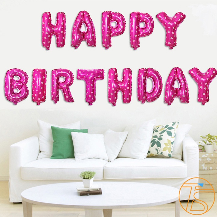 Bong bóng Chữ Happy Birthday Kèm Dây Treo Để Trang Trí Sinh Nhật