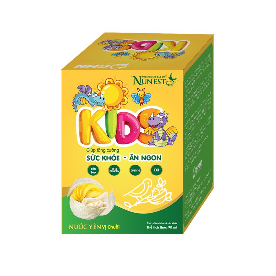 Lốc nước yến cho bé Nunest Kid vị Dâu/Chuối (6 lọ x 70ml)