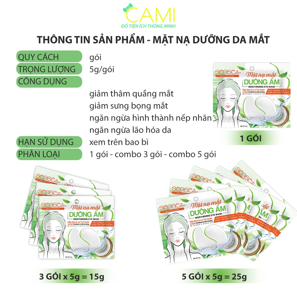 Mặt nạ dưỡng ẩm mắt Sense Plus  chiết xuất lá trà xanh giảm thâm quầng mắt_Cami_SP_003