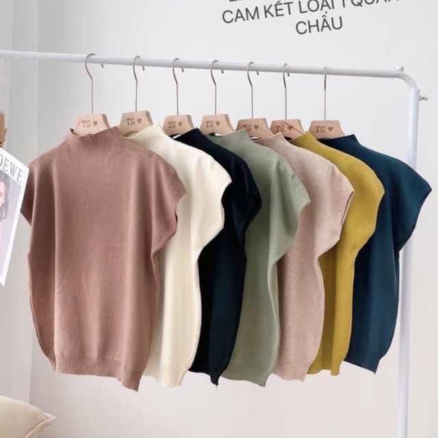 Áo len cánh dơi cổ 3p- áo len tay ngắn chất mềm co giãn nhiều- hình thật