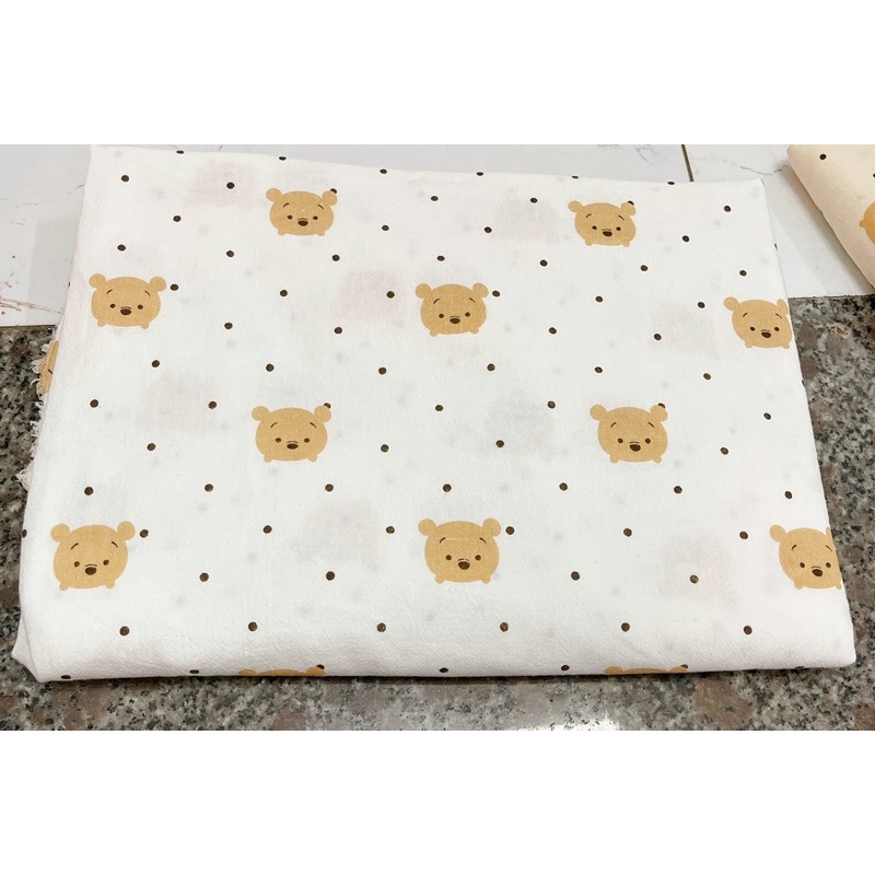 vải thô đũi cara gấu pooh 100% cotton mềm mát thấm hút mồ hôi
