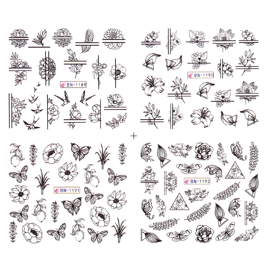 MONJA Sticker họa tiết độc đáo dùng để trang trí móng nghệ thuật