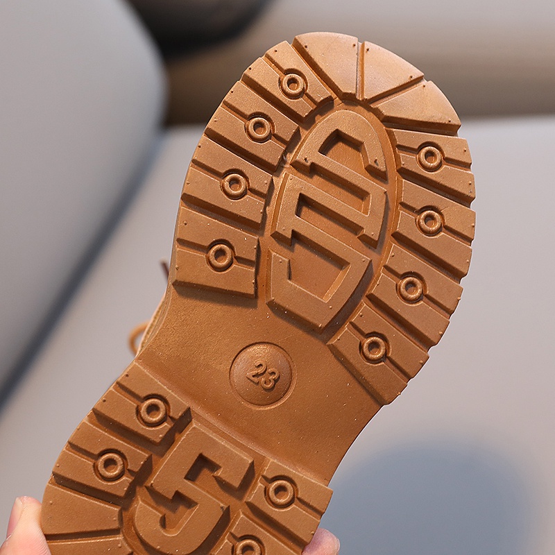 Giày Bốt Martin Bằng Da Đế Mềm Buộc Dây Chống Trượt Có Khóa Kéo Phong Cách Anh Quốc Cho Bé 2-8 Tuổi