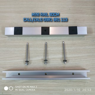 Thanh rail nhôm mini 30cm kèm 3 đinh vít