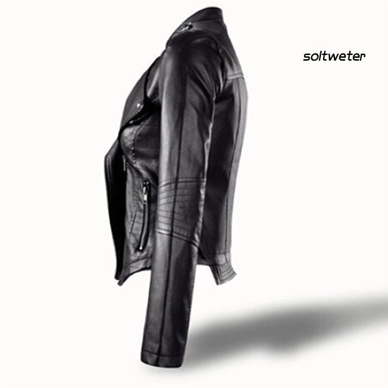 Áo Khoác Giả Da Ngắn Ôm Dáng Cổ Bẻ Thời Trang Cho Nữ