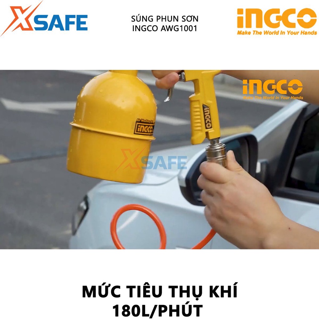 Dụng cụ châm nhớt INGCO AWG1001 - Dung tích 0.75L, phun sơn gỗ áp suất tự động 4 bar, đóng gói hộp màu