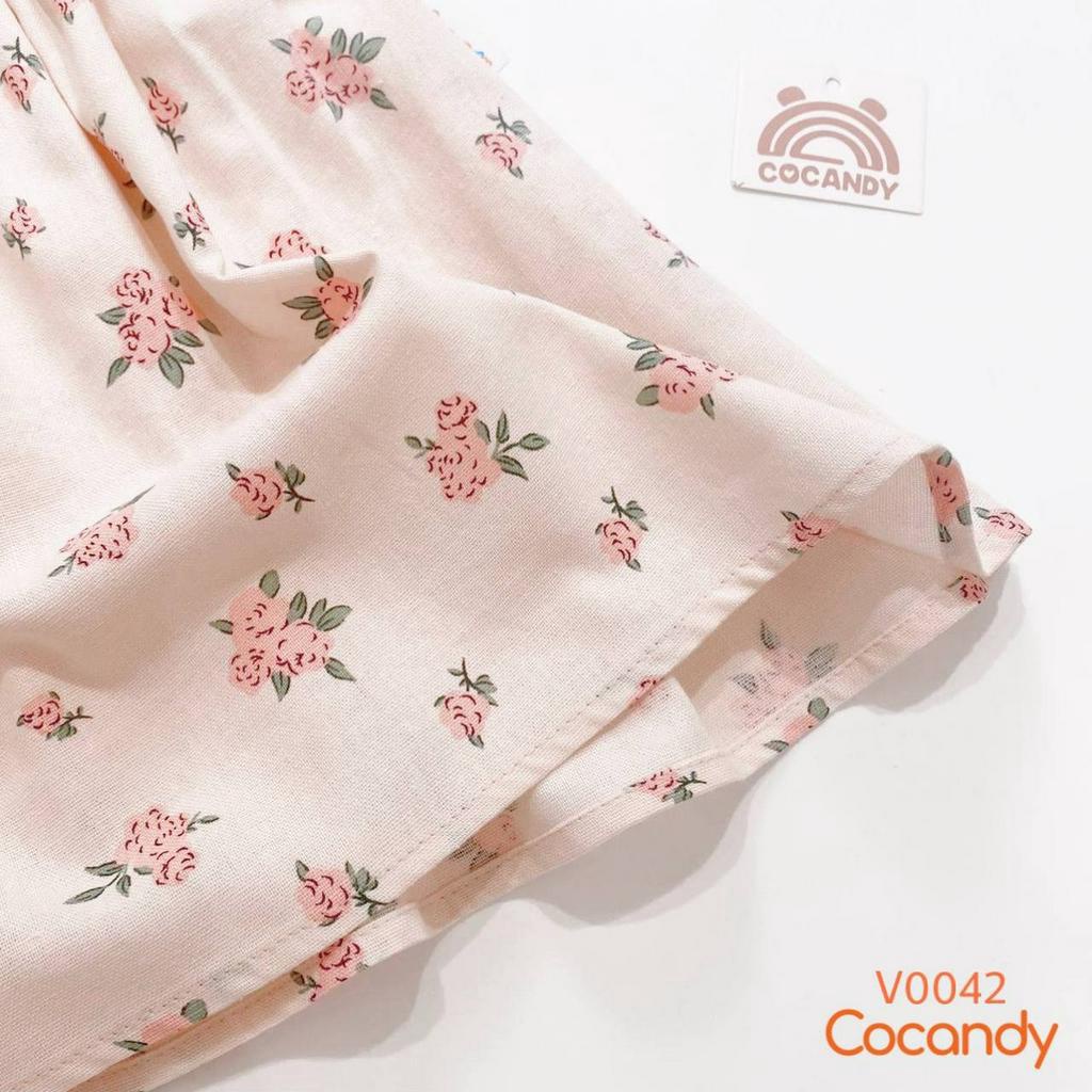 Váy cho bé -Váy HOA HỒNG phối line Hồng  + turban cho bé của COCANDY mã V0042
