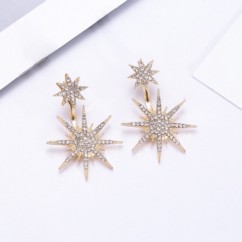 Khuyên Tai Ngôi Sao Sáu Cánh Đính Đá Thời Trang Nữ