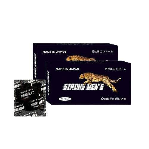 Bao cao su gân gai STRONG MEN con báo 4 in 1 Nhật Bản Hộp 12 cái - GoF