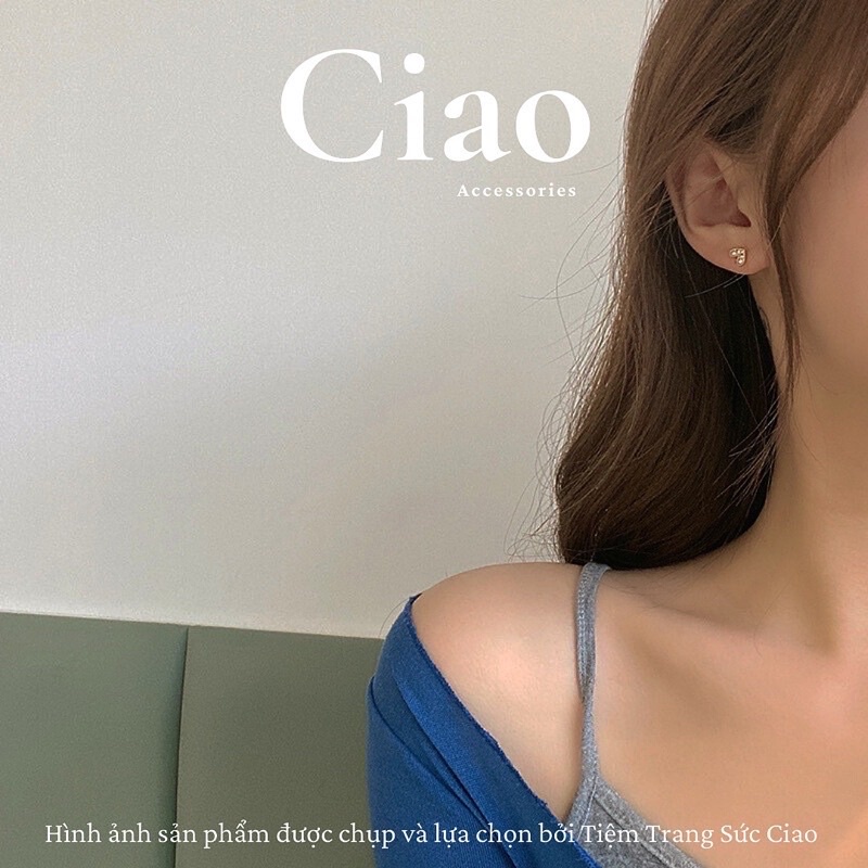 [HOẢ TỐC 1H] Khuyên tai/ Bông tai mạ bạc S925 thiết kế hình tim đáng yêu Heart Bae Ciao