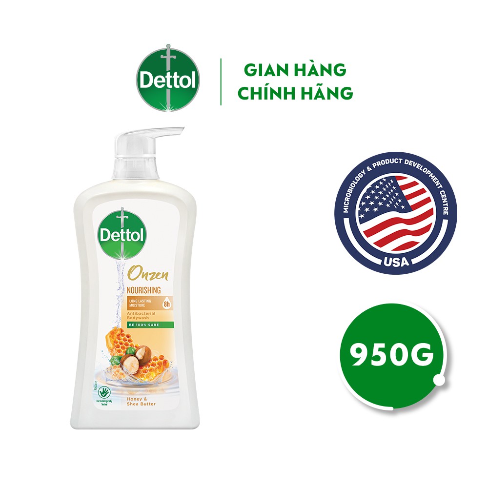 Sữa tắm Dettol diệt khuẩn nuôi dưỡng  hạnh  nhân và mật ong- Chai 950g tặng khăn trị giá 100k