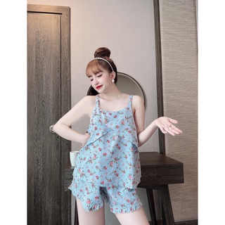 Đồ bộ pijama lụa mango đùi dây tiểu thư - form 40-58kg
