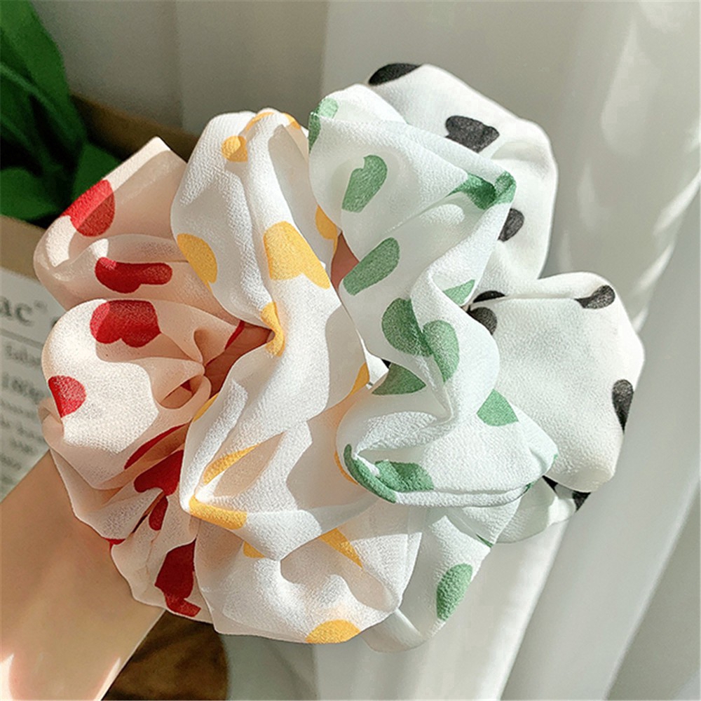 Dây Buộc Tóc Vải Chiffon Hình Trái Tim Dễ Thương Cho Nữ