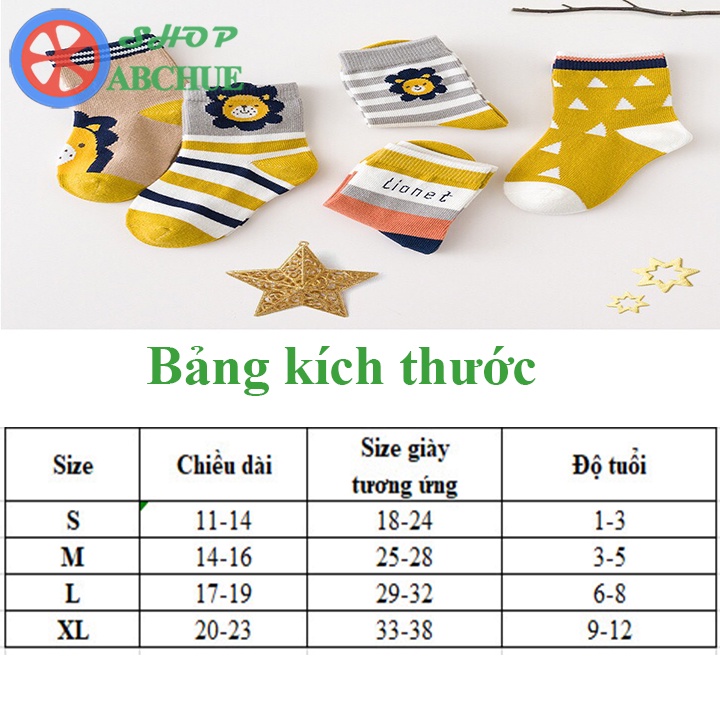 Tất Vớ Trẻ Em Minliu Cho Bé Từ 1 – 12 Tuổi Chất Cotton Set 5 Đôi