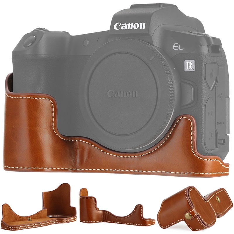 Túi da PU bọc nửa thân máy ảnh Canon EOS R tiện dụng