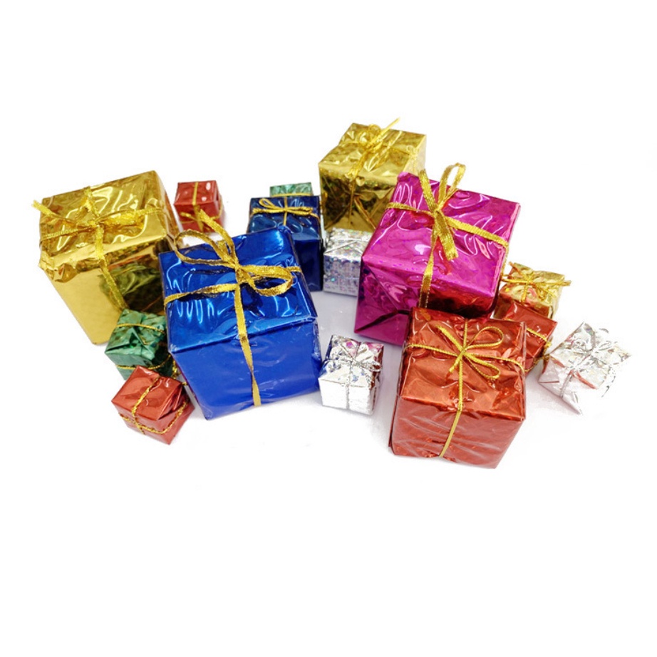 Set 12 hộp quà mini trang trí bánh sinh nhật, trang trí bánh kem, trang trí Noel