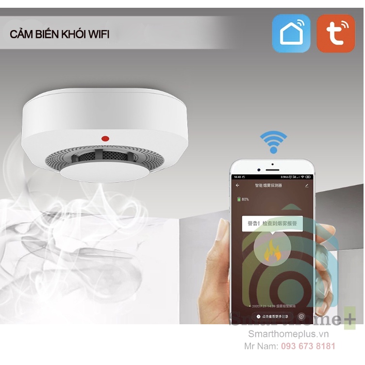 Đầu Cảm Biến Khói Báo Động Hỏa Hoạn Wifi Tuya ST-3v2