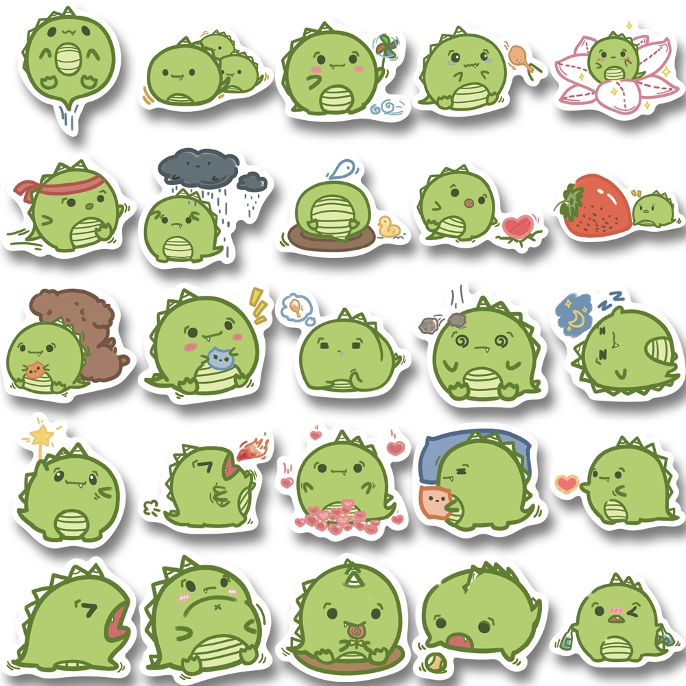 Bộ 50 Miếng Dán Trang Trí laptop Hình Khủng Long Dễ Thương Chống Thấm Nước