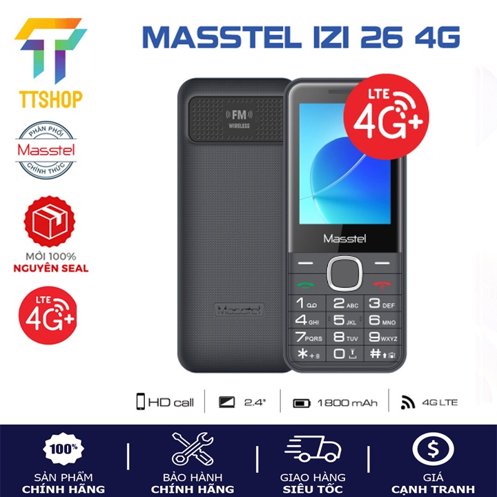 Điện thoại Masstel izi 26 4G - Gọi HD Call ,Màn hình lớn - Hàng chính hãng