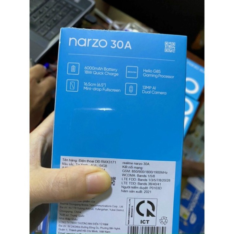 Điện thoại Realme Narzo 30A (4Gb/64Gb) Fullbox Nguyên Seal Chính Hãng RN30A   - smartphone chất