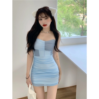 Đầm nữ dáng ôm phối màu thời trang