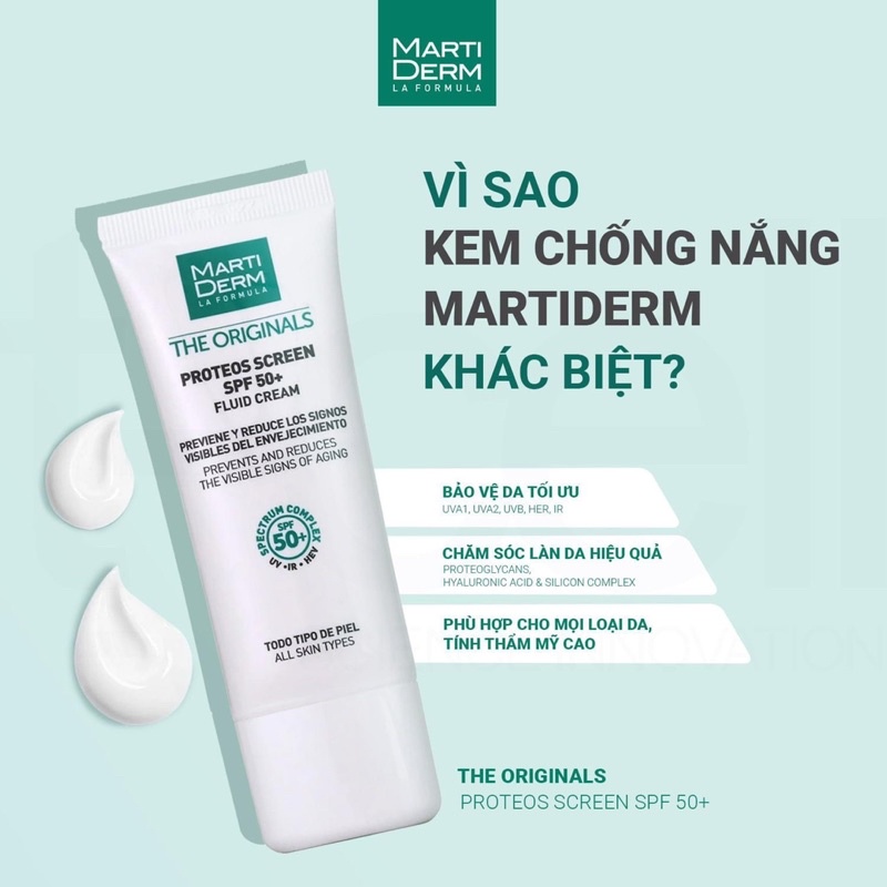 Kem chống nắng MartiDerm Proteos Screen SPF50+ có bill