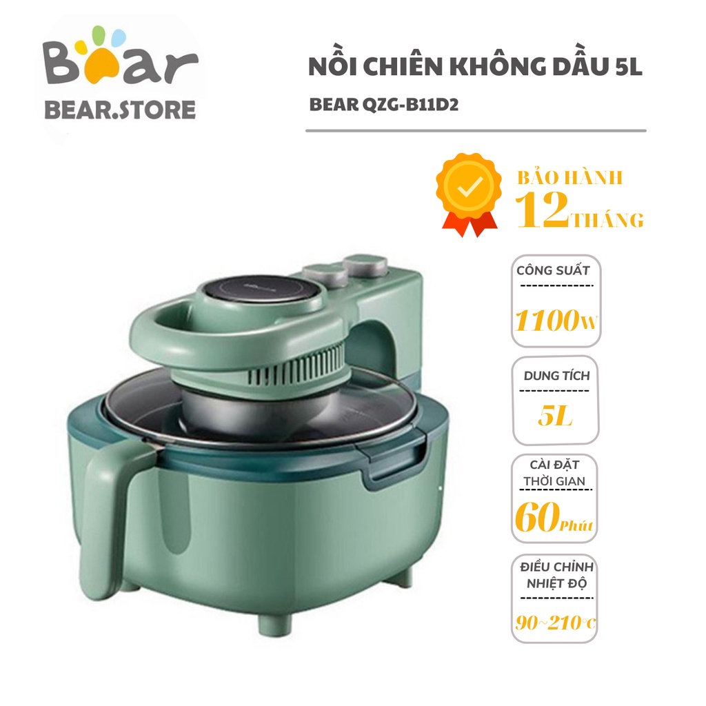 Nồi chiên không dầu Bear QZG-B11D2 Dung tích 5L