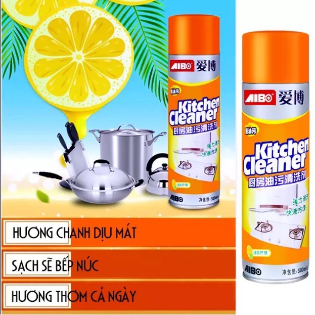 Bình xịt vệ sinh bếp bọt tuyết đa năng Kitchen Clear 500ml - Chai Vàng Cực Mạnh