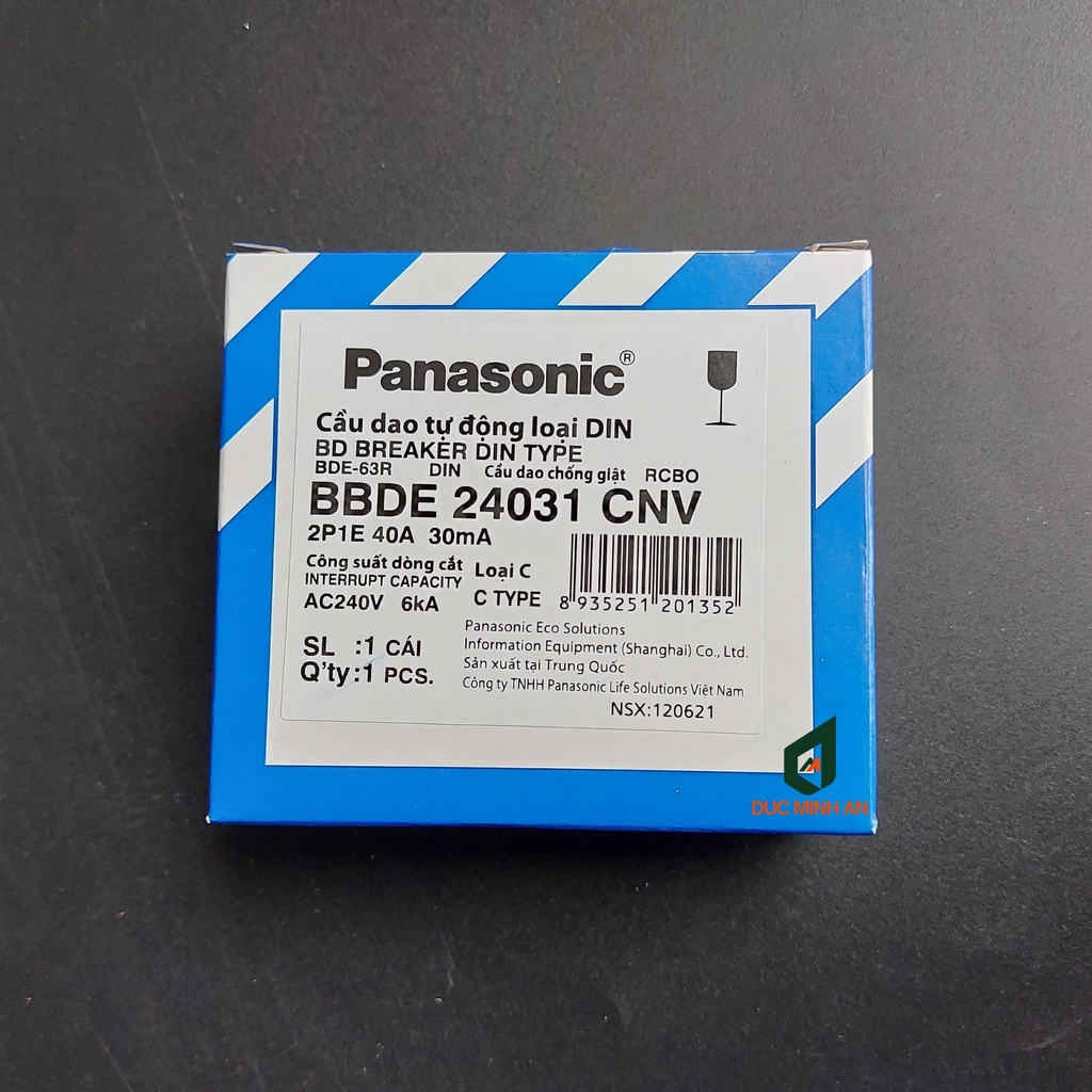 Át chống giật 40A, RCBO 40A, CB chống giật 40A, aptomat chống rò chống giật, chống ngắn mạch, chống quá tải Panasonic