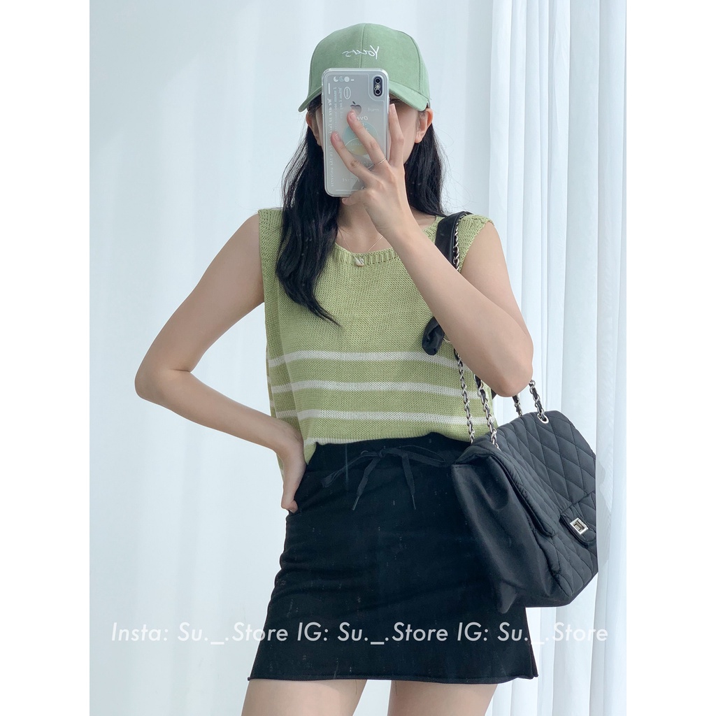 Áo len sát vai kẻ tag Nancy A2360 SUSTORE